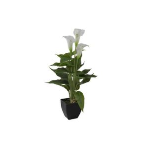 FLEUR ARTIFICIELLE Arum artificiel JAMILLA en pot, 3 fleurs, blanc, 40 cm - Fleur artificielle arum - Calla artificiel - artplants