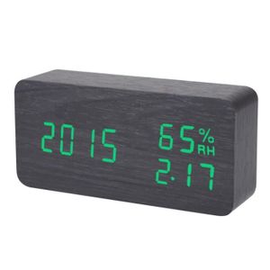 HORLOGE - PENDULE Horloge,Réveil électrique en bois avec Qi chargeur