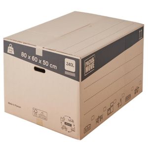 CAISSE DEMENAGEMENT Lot de 10 cartons de déménagement XXL 240L - 80x60x50 cm - Made in France - Pack & Move