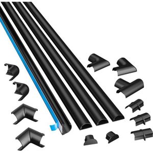 D-Line Kits de Goulottes et Raccords| 3015KIT002| Cachez et Protégez les Câbles Facilement | Goulotte Décorative | Noir