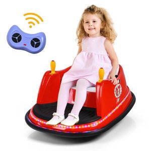 COSTWAY Auto Tamponneuse Électrique Enfants 6V avec Télécommande  2.4G,Voiture Tournante Bébé 360° avec Lumières LED,Mode de Contrôle  Intérieur et