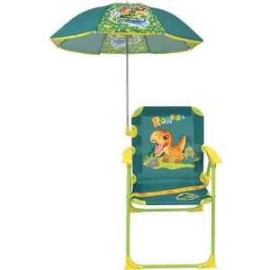 MATELAS GONFLABLE FUN HOUSE JURASSIC WORLD Chaise pliante de camping dinosaures - H.38.5 xl.38.5 x P.37.5 cm - Avec un parasol ø 65 cm - Pour enfant