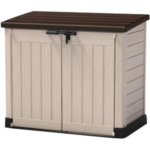 COFFRE DE JARDIN KETER - Coffre de rangement extérieur en résine 1200 litres Beige et marron - Range Poubelles ou vélo