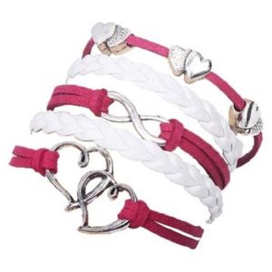 BRACELET - GOURMETTE LCC® Bracelet femme Rose&blanc tissé à la main sim
