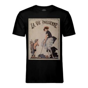 T-SHIRT T-shirt Homme Col Rond Noir La Vie Parisienne Le Golf Magazine Vintage 1920