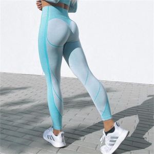 PANTALON DE SPORT Pantalon de Fitness Femme - WF™ - Collants de Yoga sans Couture Sexy Bleus Respirants