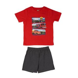 Ensemble de vêtements Pyjama garçons Sam le pompier, ensemble T-shirt à manches courtes avec short