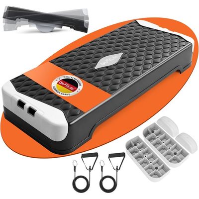 Hop-Sport Step Fitness HS-PP033AS, Stepper Aérobic Exercice ou Gymnastique, Hauteur réglable 3 niveaux, max. 350 kg, Blanc - Sport