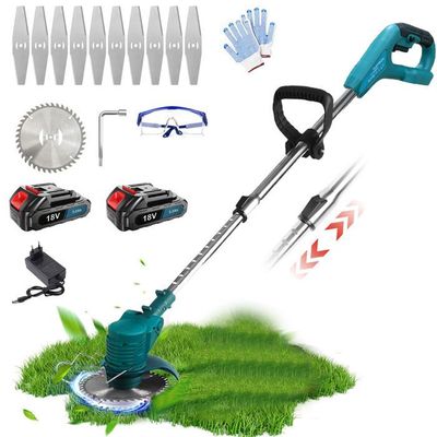 Coupe-bordures Sans Fil 21V Avec 2 Batteries 2000mAh - Tondeuse à Gazon Avec 3 Lames Et Roues - Télescopique