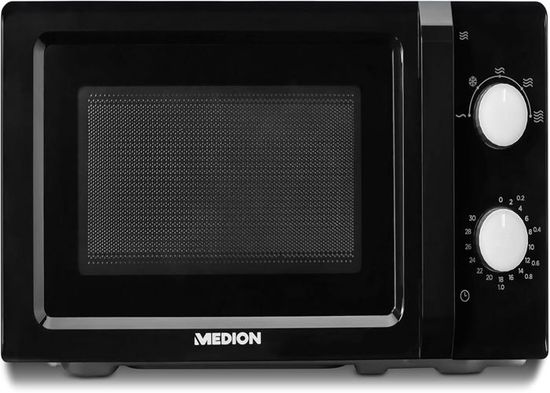 MEDION Micro-ondes MD 11475 - 20L 700W, 5 Niveaux, Décongélation, Noir - Compact Et Efficace