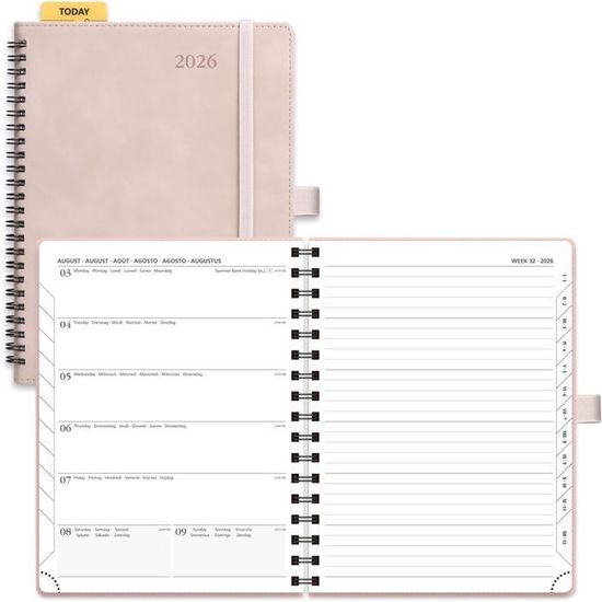 Agenda Semainier 2026 Personnel, Format A6, 6 Trous, 1