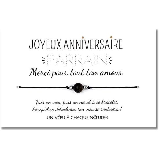 Joyeux Anniversaire ParrainCarte de vœux + Bracelet portebonheurIdée cadeau original Filleul