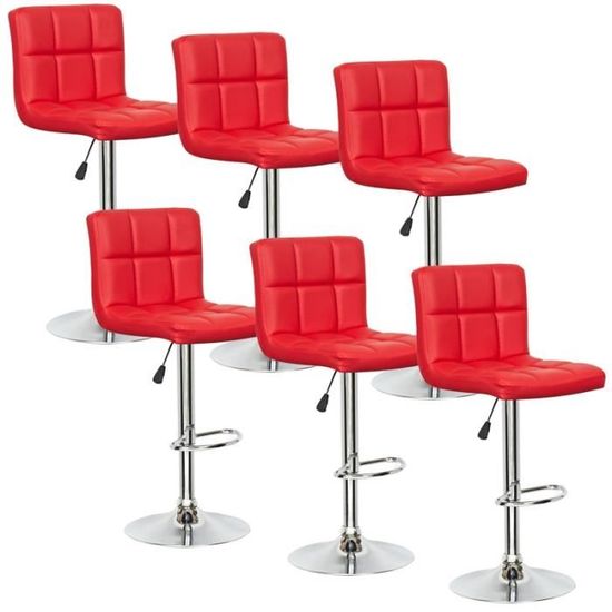 Housse De Tabouret Rond En Cuir Synthétique - Rouge, Diamètre Adapté 18-33 Cm, épaisseur Max 10 Cm, Imperméable, Facile à Nettoyer