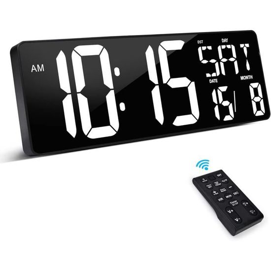 Zgrbo Grande horloge urale nuérique de 40,6 c avec télécoande
