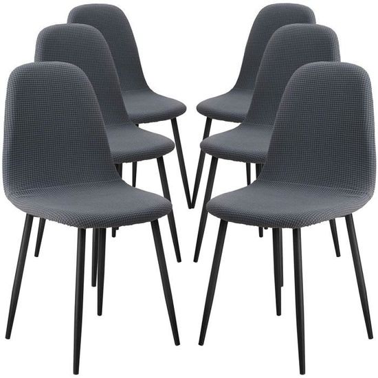 Lot De 6 Housse De Chaise Scandinave Extensible Gris Pour Salle à