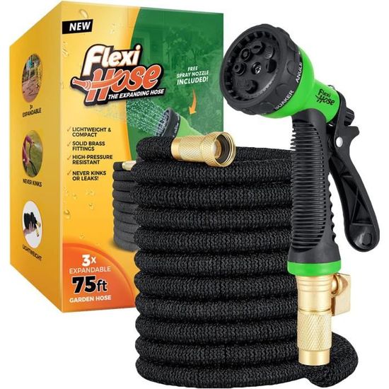 Tuyau D'arrosage Extensible 15m - Léger, Sans Torsion - Avec Pistolet 10 Modes - Pour Jardin, Voiture, Animaux