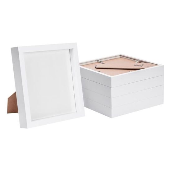 2x Blanc-Blanc 2 x 2 3D Boîte Profonde Cadre Photo - 4 x 4 Ombre