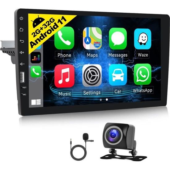 1 DIN Roinvou Autoradio Bluetooth à Écran Rétractable 7" Tactile, Mirror Link, USB-C, Caméra De Recul - Auto