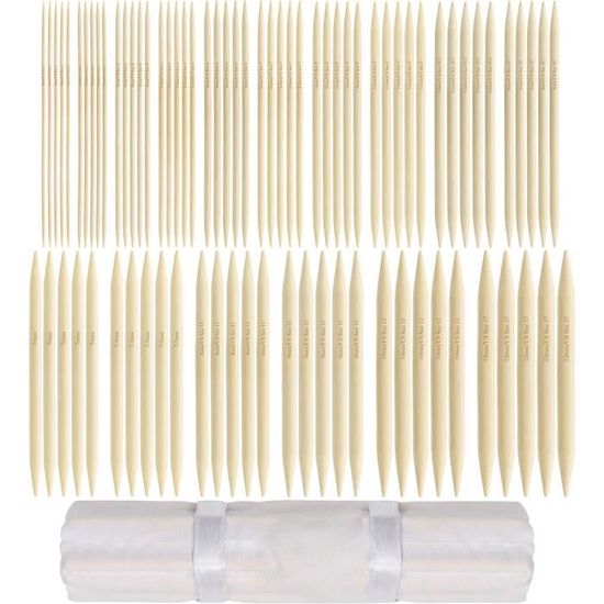 Aiguilles Double Pointe Tricot en Bambou avec Étui de Rangement (80