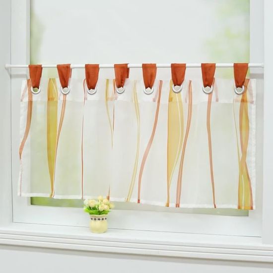 Rideau Voilage Décoratif Fleuri - Demi-voile Pour Cuisine, Salle De Bain, Balcon - Blanc 90x60 Cm