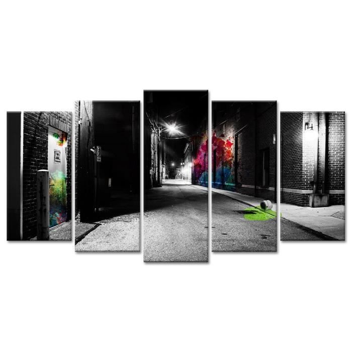 Tableau Deco Moderne Graffiti De Nuit Urbain 150x80 Cm Achat Vente Tableau Toile Cdiscount