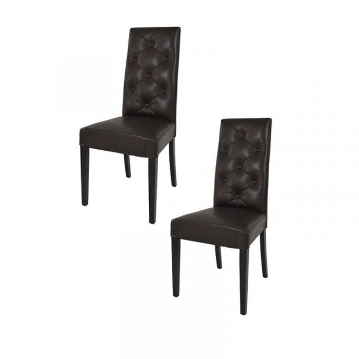 duo de chaises marron - siena - marron - similicuir - l 54 x l 46 x h 99 cm - chaise