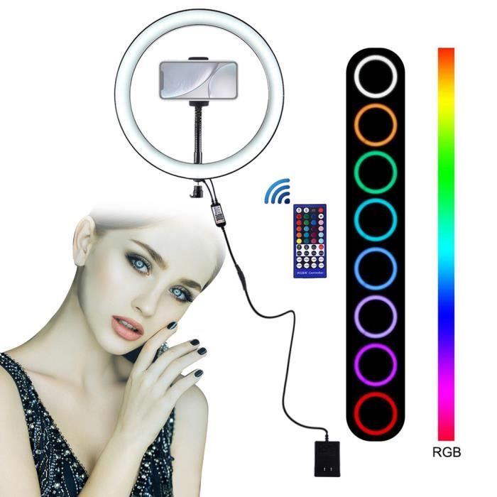 Light Ring 9 pouces avec téléphone Support berceau tête 8 Light Modes RGB LED vidéo yil@1326