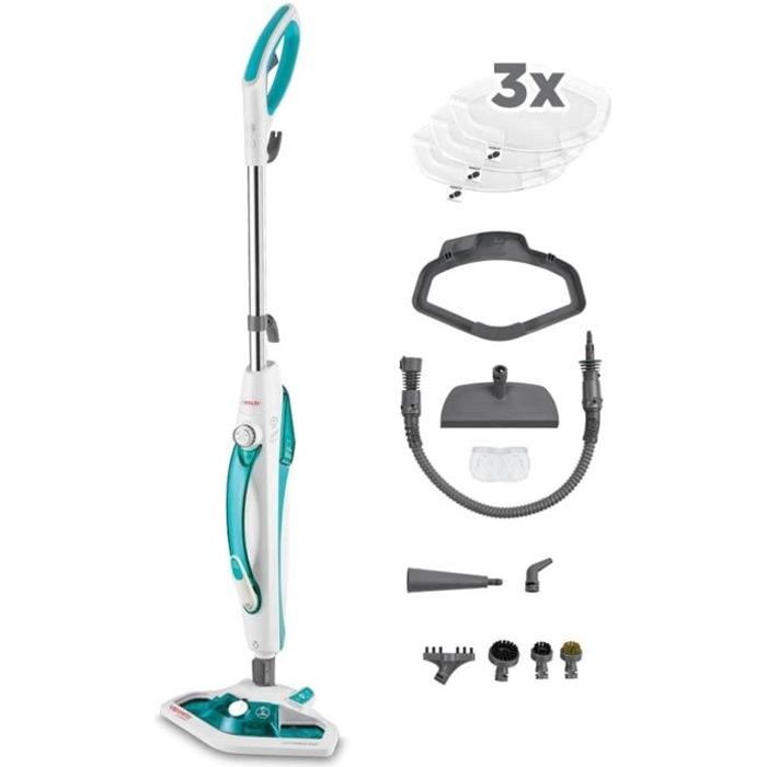 Polti Vaporetto SV450_DOUBLE, balai vapeur double fonction avec nettoyeur à main, serpillières supplémentaires, Brosse Vaporforce, 1