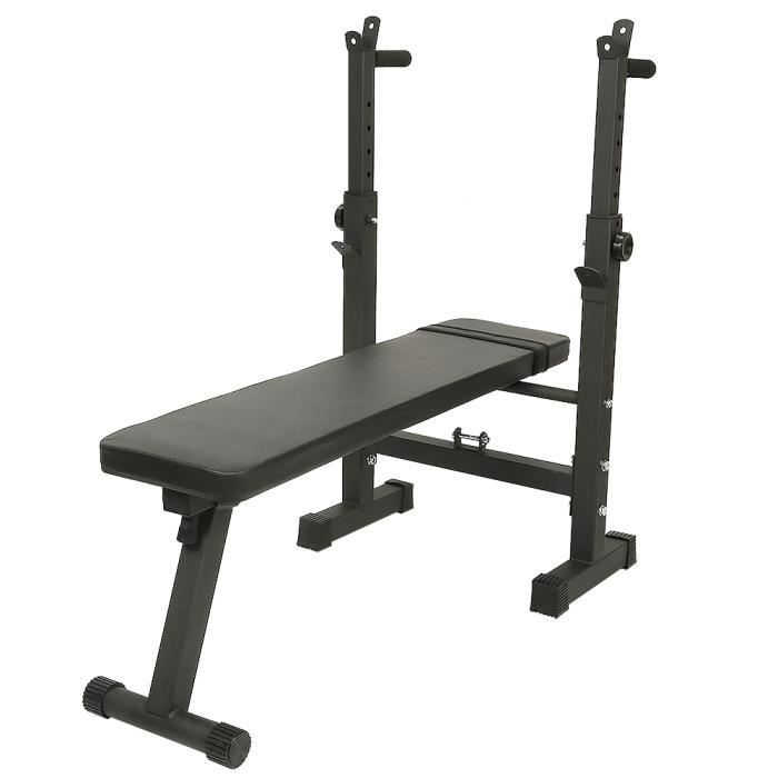 Banc de Musculation Multifonction Pliable Hauteur Réglable avec Support pour Haltère Noir