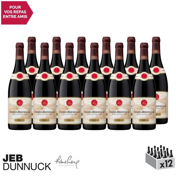 Crozes-Hermitage Rouge 2018 - Lot de 12x75cl - Maison Guigal - Vin AOC Rouge de la Vallée du Rhône - 90-92-100 Robert Parker - Cépag