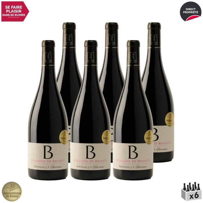 Brouilly Baronne Rouge 2017 - Lot de 6x75cl - Domaine de Briante - Vin AOC Rouge du Beaujolais - Médaille d'Or Concours Internationa