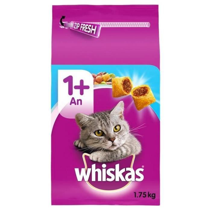 Whiskas Croquettes Chats 1+An au Thon 1,750Kg (lot de 3)