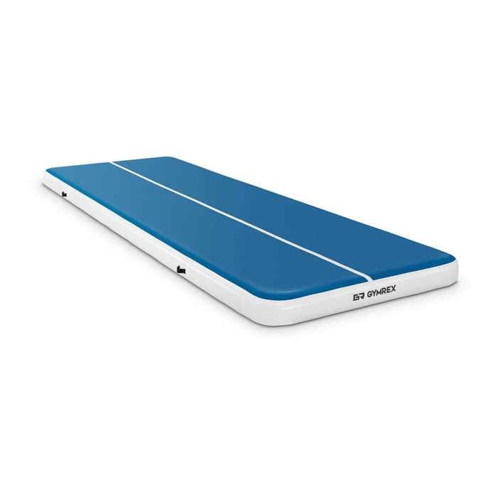 Tapis De Gym Gonflable Matelas De Tumbling Gymrex GR-ATM9 (600 x 200 x 20 cm, 400 kg, 10 PSI - 0,7 bar, PVC, Nylon, ABS, Bleu-Blanc)