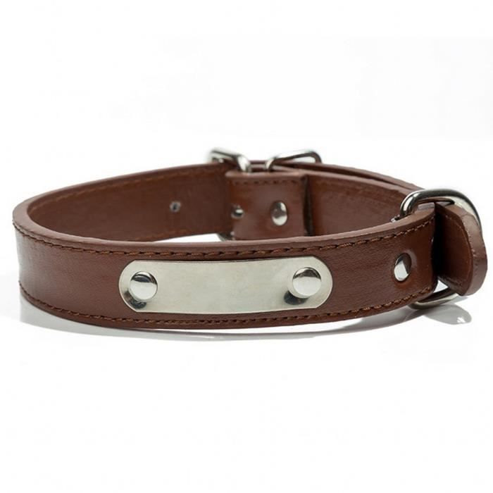collier -Colliers personnalisés pour chiens avec clochette - Colliers pour chiens en cuir, étiqu...- Modèle: Brown M - HOCWXQC06732