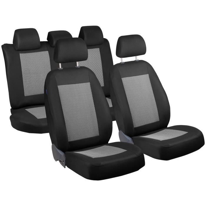 HOUSSES DE SIEGE POUR FIAT PUNTO - Ensemble De Housses - Premium Noir Blanc Traits