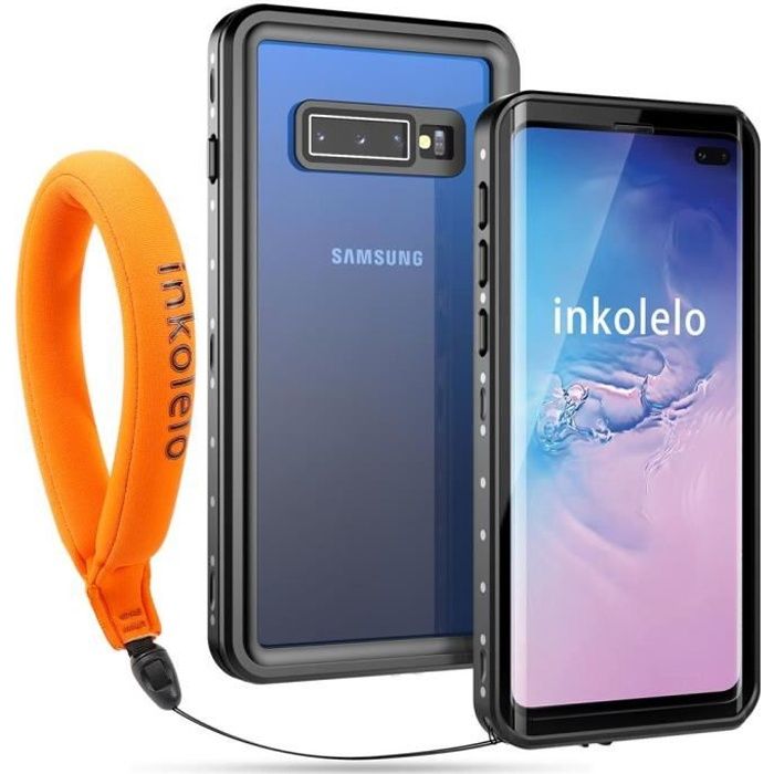 inkolelo Coque Samsung S10+ / S10 Plus Étanche, 360 Full Body Protection [IP68 Imperméable] [Capteur d'empreintes Digitales], Noir
