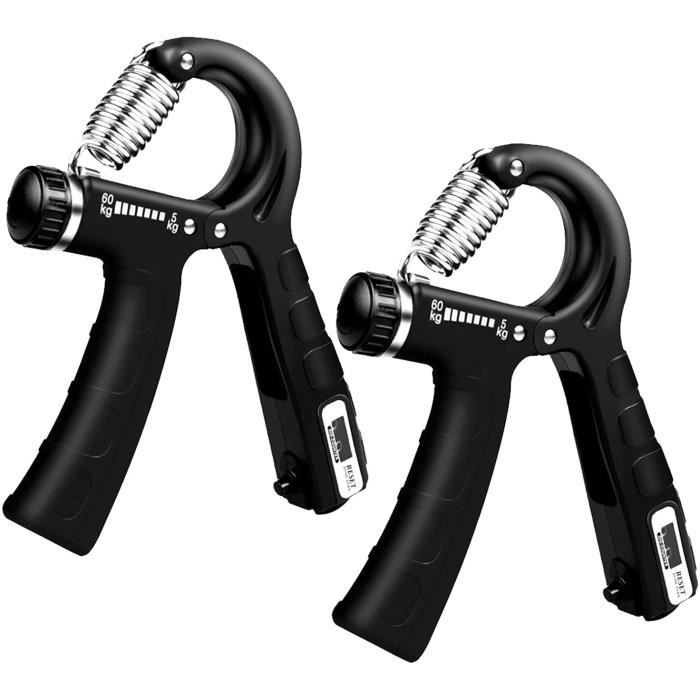 2Pcs Hand Grip, Musculation Main, Musculation Avant Bras, 5-60 kg Ajustable Comptage Pince à Main La résistance Exerciseur Poignet