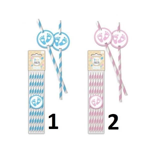 6 Pailles Baby Shower - Mod2 Rose Fille - Paille Décoration Fête - 920