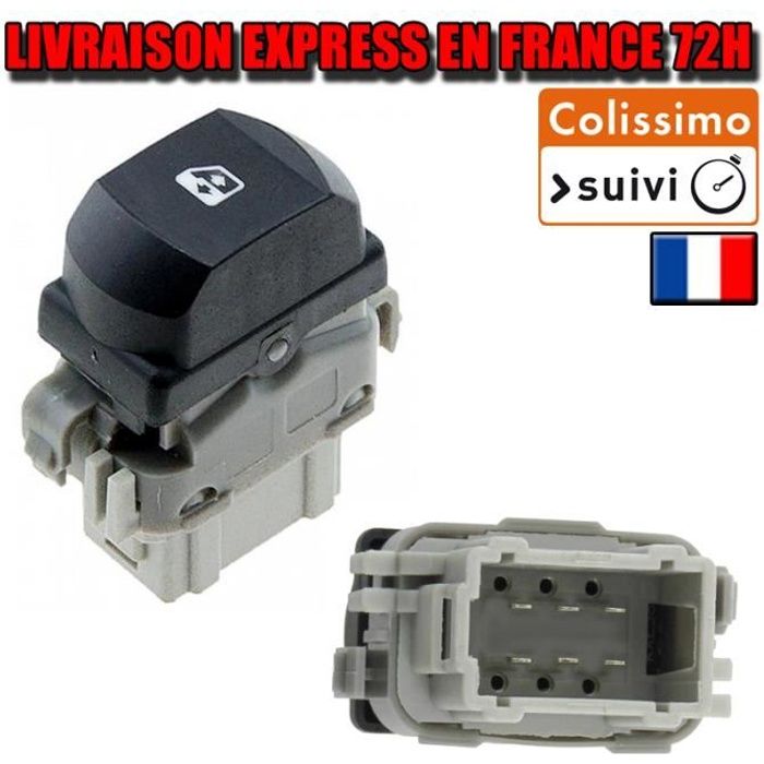 BOUTON DE LEVE VITRE AVANT DROIT RENAULT CLIO III DE 2005 à 2009 = 8200315013