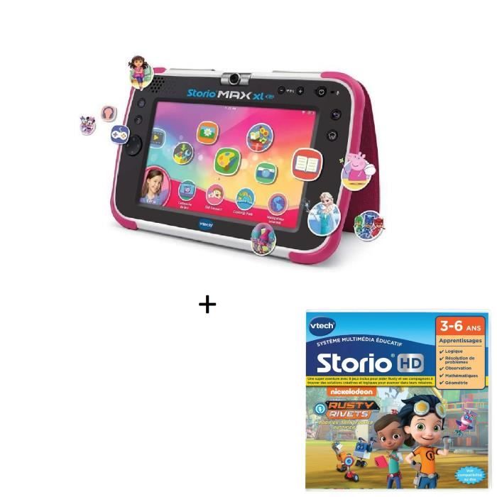 VTECH - Tablette STORIO MAX XL 2.0 rose + Jeu HD Storio RUSTY RIVETS