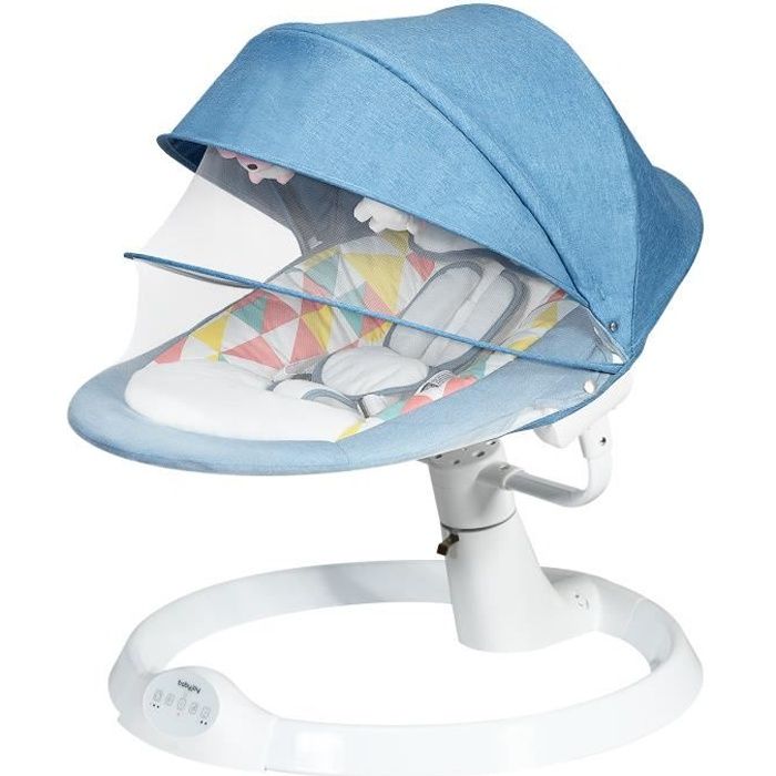 COSTWAY Transat Balancelle Electrique Bébé à 9KG avec Télécommande,5 Amplitudes de Vibration,Minuterie,10 Musique Bluetooth/USB Bleu