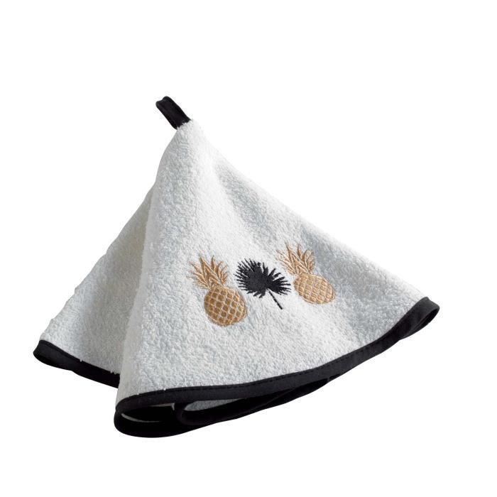 CDaffaires Essuie-main rond (0) 60 cm eponge brodee anagold Noir