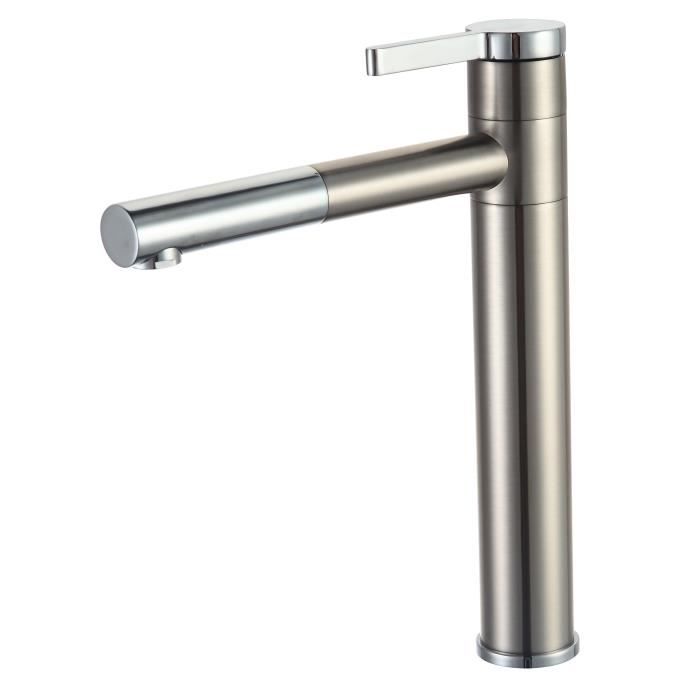 ESSEBAGNO Robinet mitigeur de cuisine Ultrate - Sans douchette - Façon inox et chrome