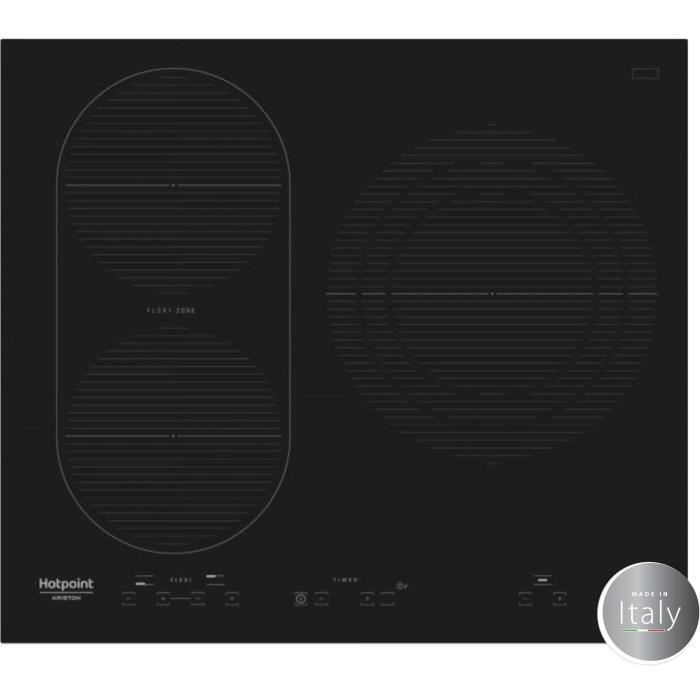 HOTPOINT IKID631BLTF Plaque de cuisson induction - 3 zones - 7200 W - L58 x P51 cm - Revêtement verre - Noir