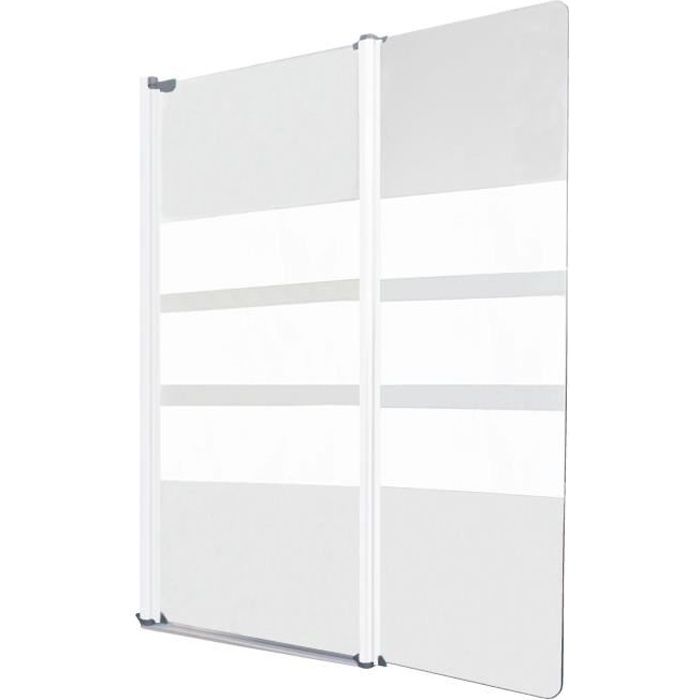 ONDEE - Pare-baignoire MISSI 2V - Paroi 120x140x0,4cm - Verre trempé - Finition blanc