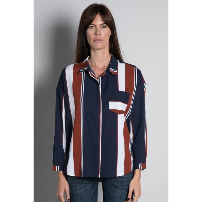 DEELUXE Chemise oversize rayée SANDRA Stripes Cognac
