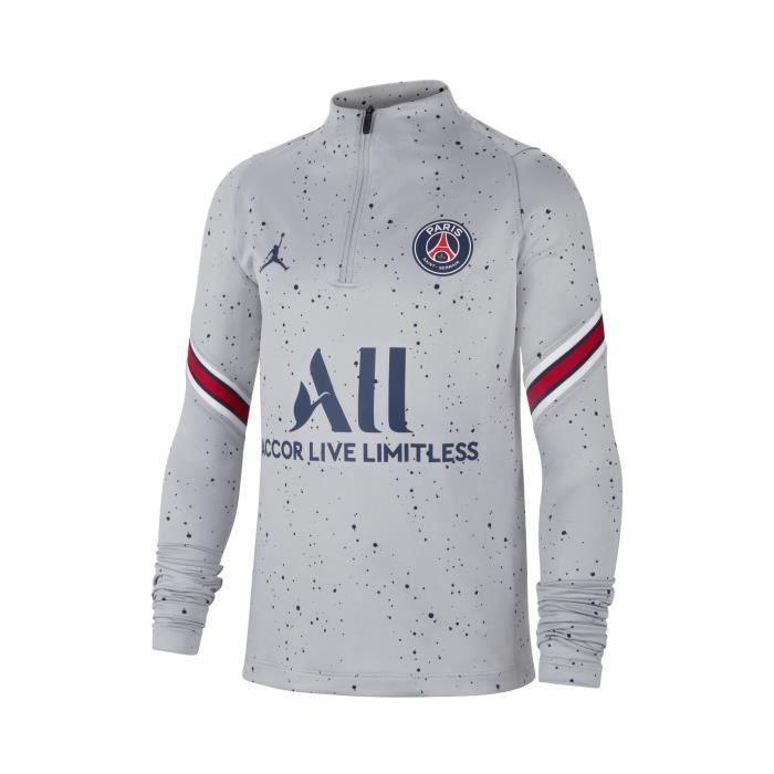Training Top Jordan x PSG Strike Gris Junior 91 % Polyester / 9 % Elasthanne