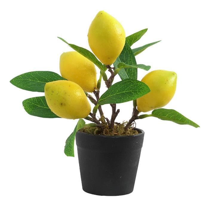 Imitation Plantes artificielles Flowerpot Citron Bonsai Mini plastique artificielle plante verte Taille S