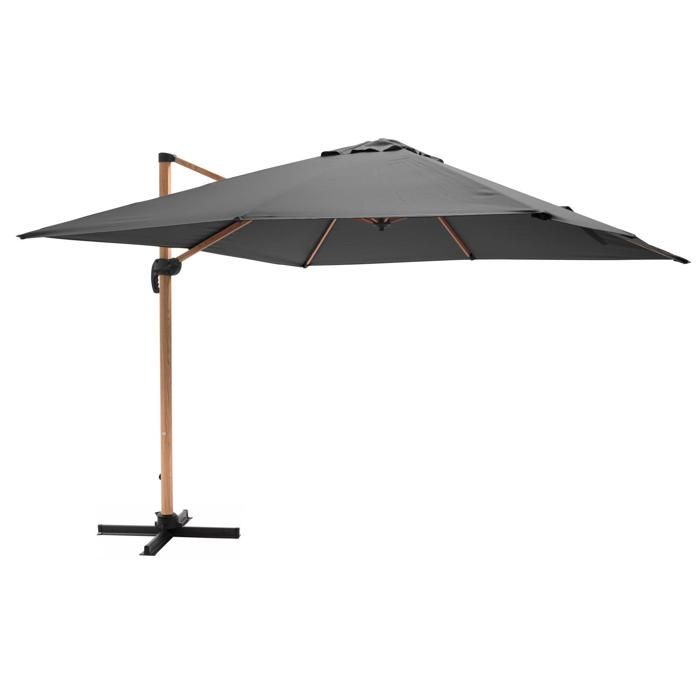 Parasol déporté rotatif, structure en aluminium, 3x3m modèle Brescia Gris