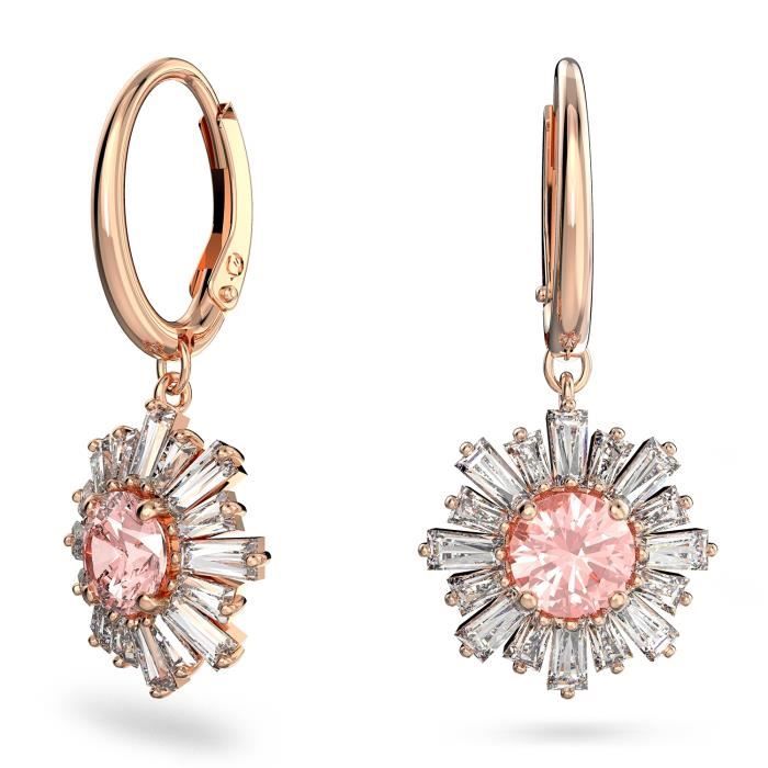 Boucles d'Oreilles femme - SWAROVSKI - Boucles d'oreilles pendantes Swarovski Sunshine doré rose - Couleur de la matière:Rose